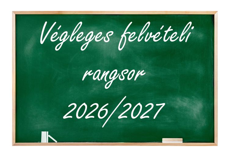 Végleges felvételi rangsor 2026-2027