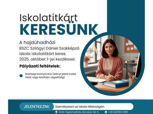 Iskolatitkárt keresünk