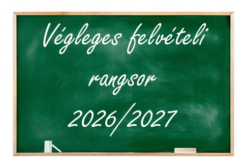 Végleges felvételi rangsor 2026-2027